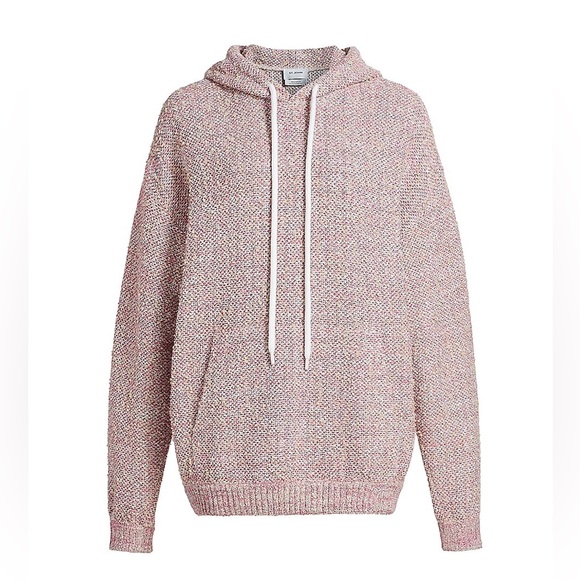 St John Tweed Knit Hooded Sweatshirt In Cerise Multi Size M